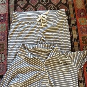 J. Crew Gray and White Striped Pajama Set
